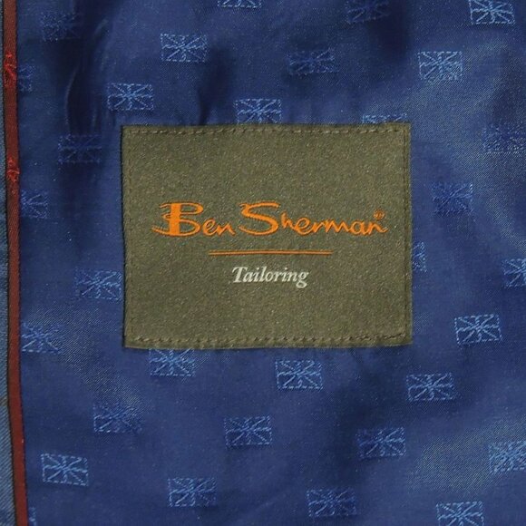 Ben Sherman 40-L Exquisite Blue Plaid Two Button Wool/Linen Blend Men's Blazer - Picture 4 of 4